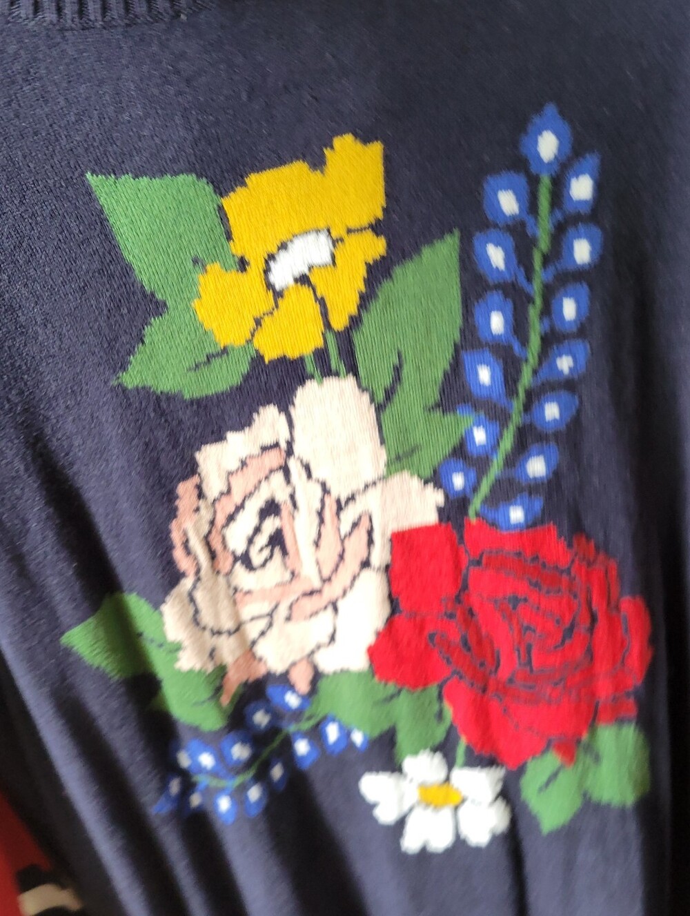 Eloquii | Floral Knit Varsity Striped Long Sleeve Blue Sweater Dress 18/20 Nwt - Picture 4 of 7